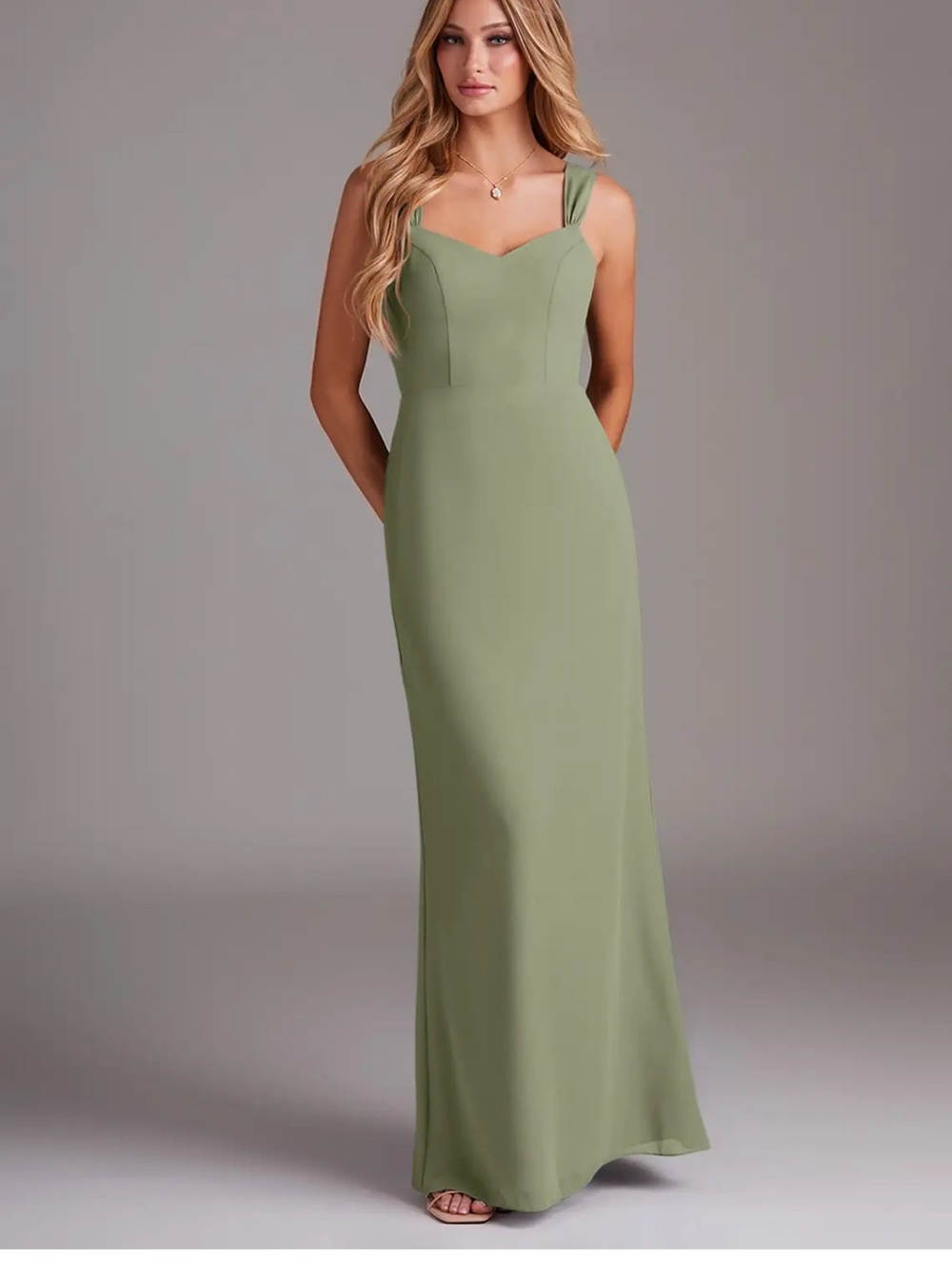 Azazie Denice Pistachio Green Sheath Maxi Dress